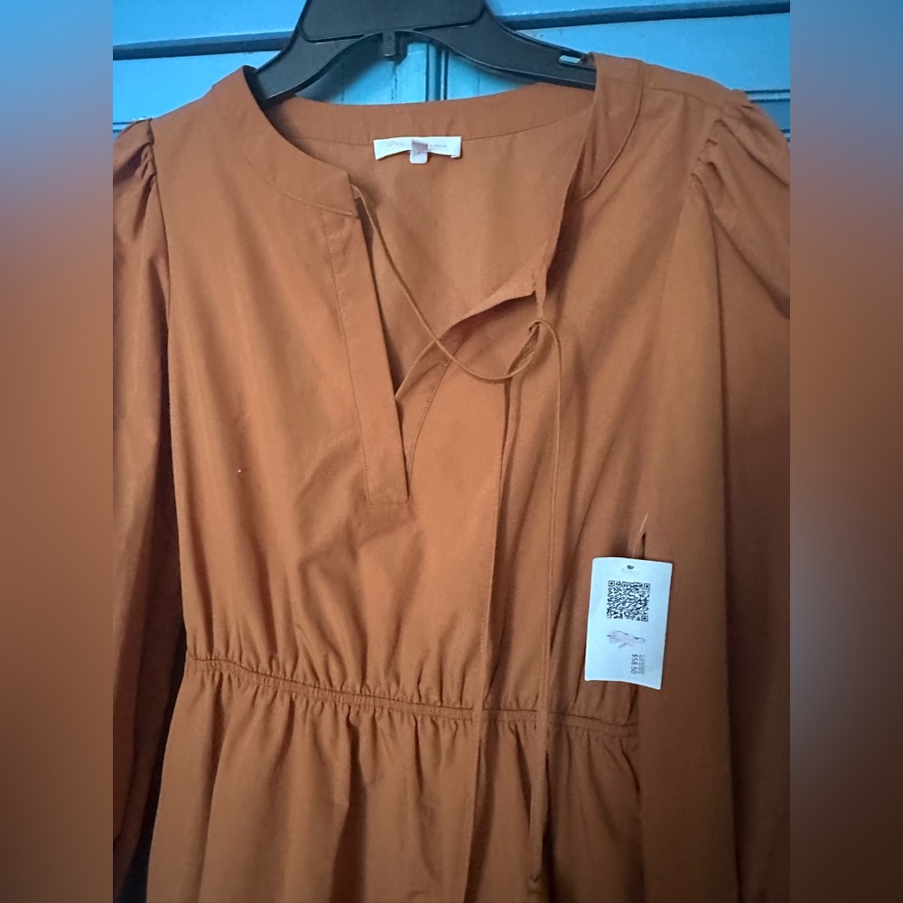 Ces Femme Rust Long Sleeve Dress - Picture 2 of 8